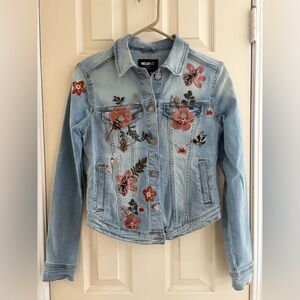 William Rast Sussex Embroidered Denim Jacket - Floral & Bee - Size S